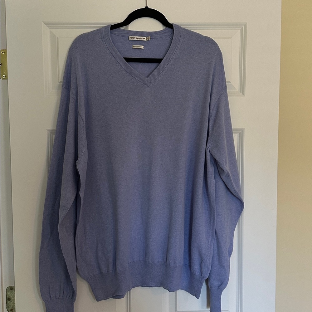Peter Millar Sweater teal Cotton Cashmere Mens Knit Pullover V Neck Pullover XXL